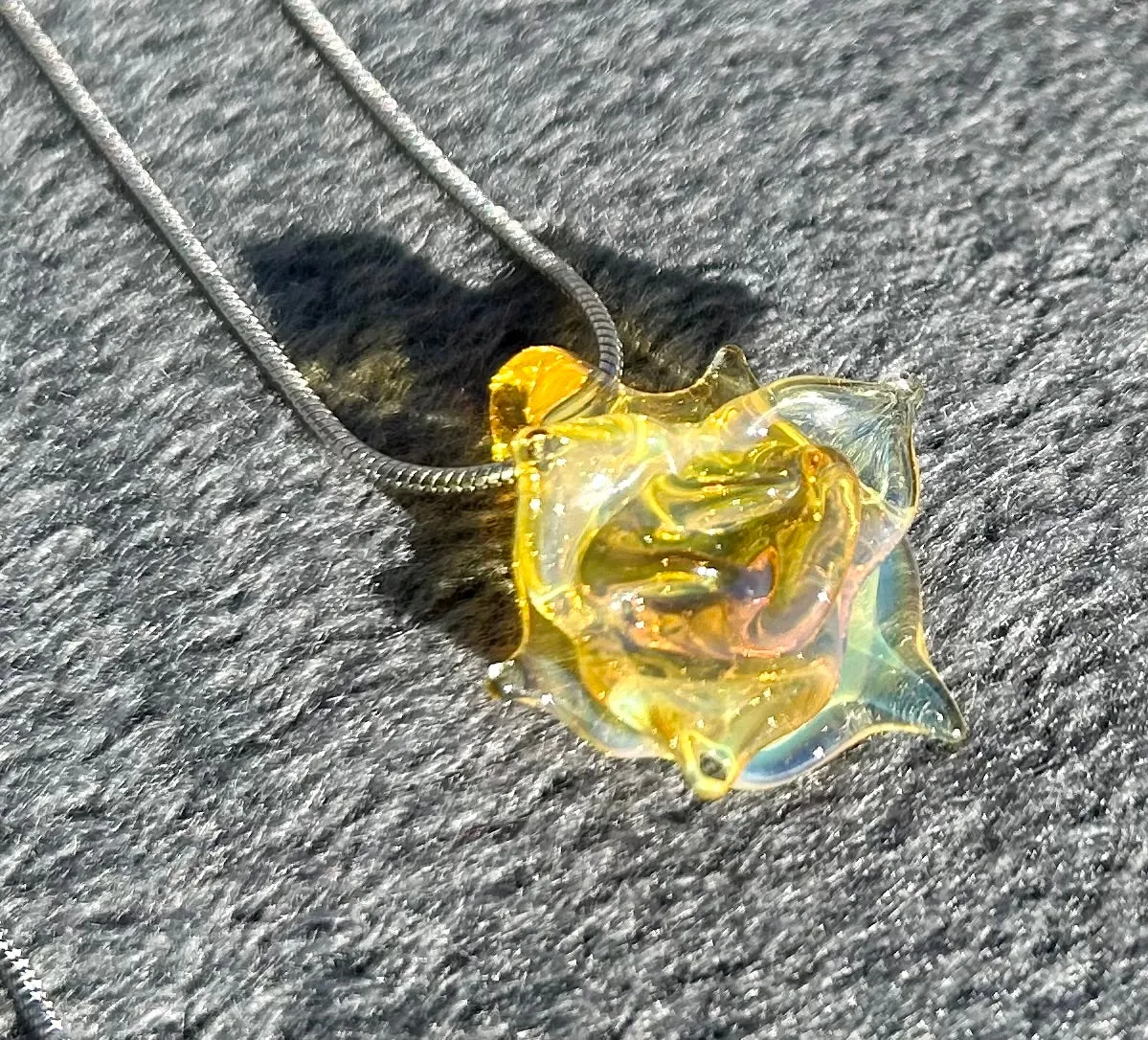Headley's Glass Art Hand Blown Rose Pendant Necklaces