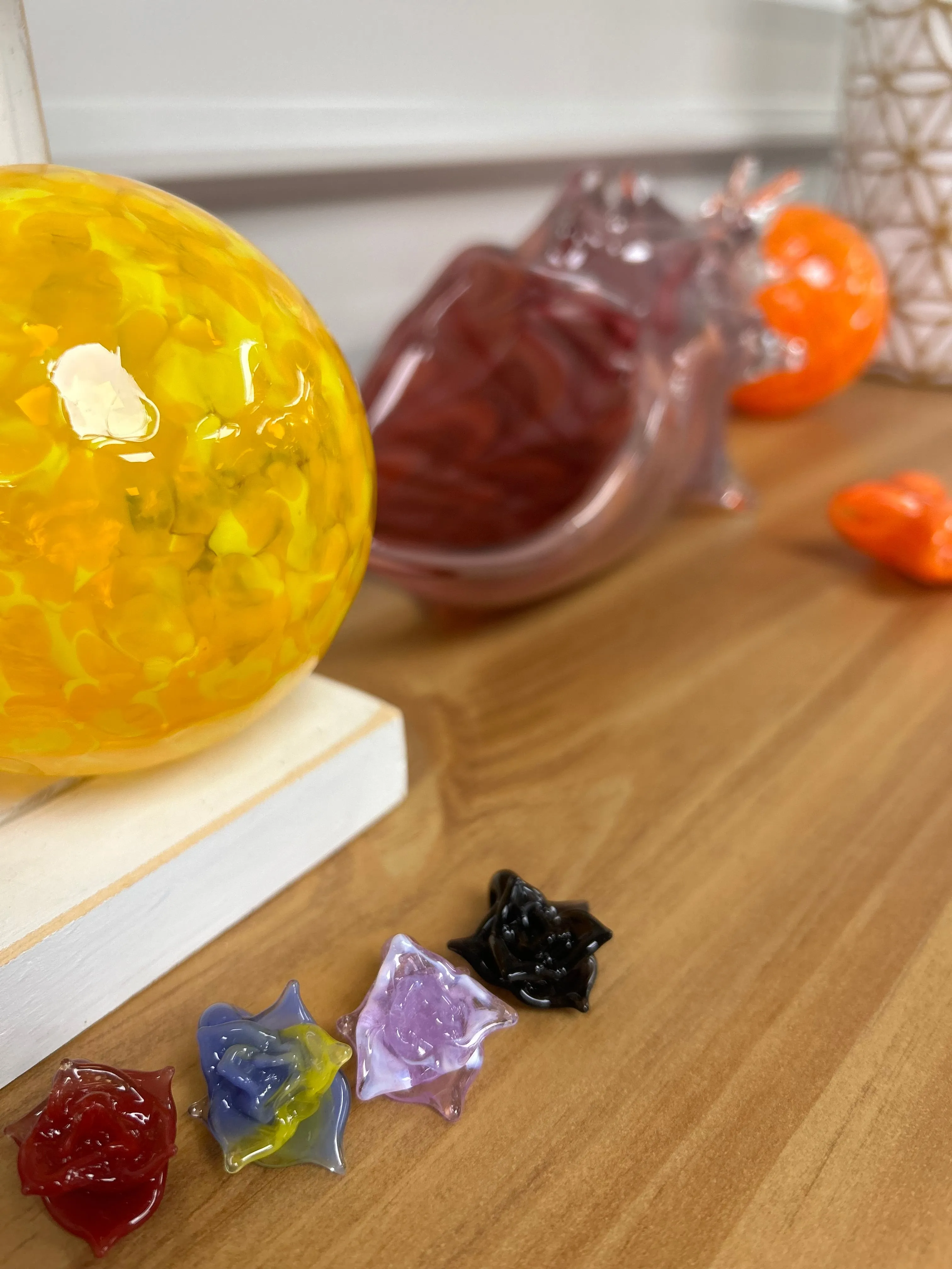 Headley's Glass Art Hand Blown Rose Pendant Necklaces