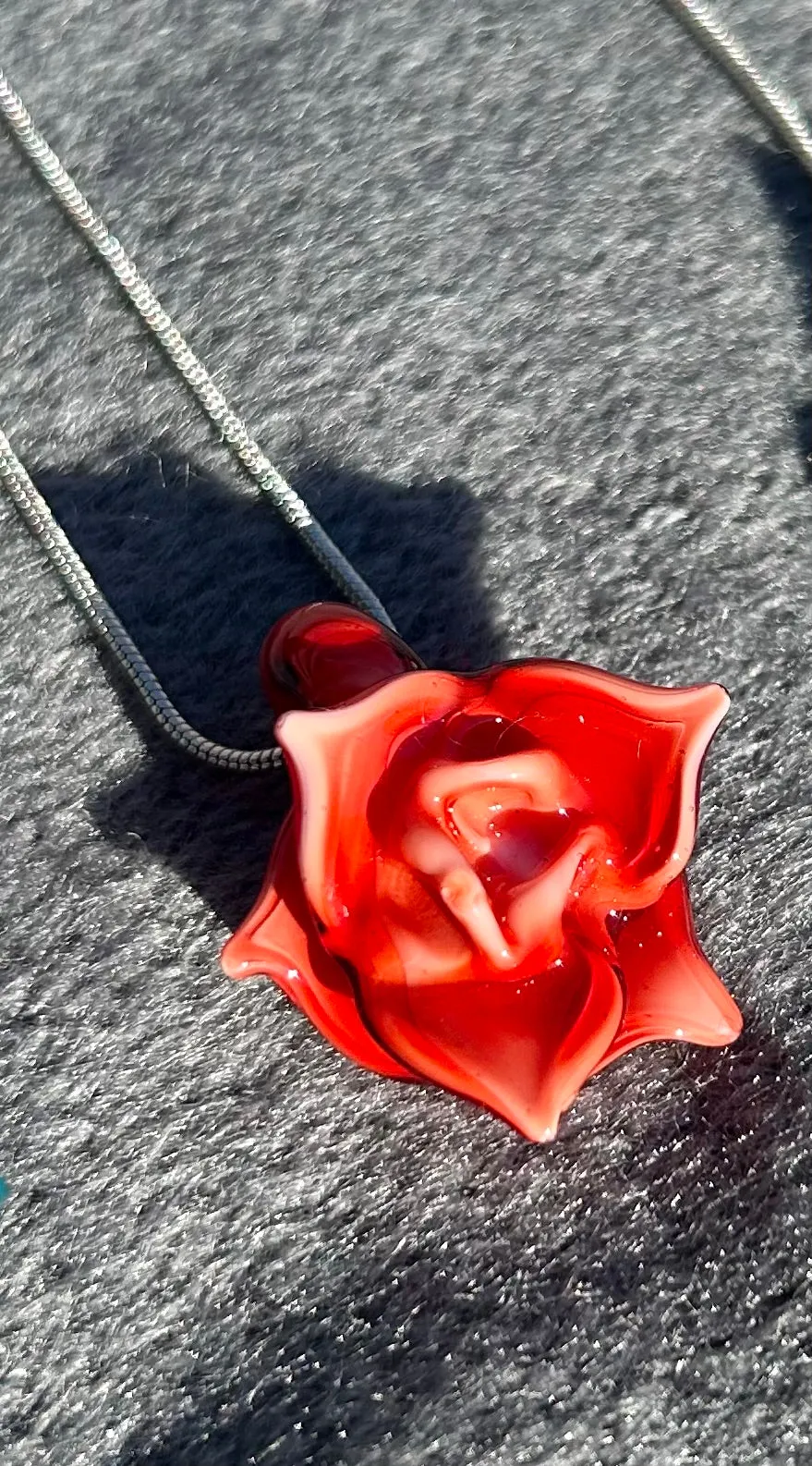 Headley's Glass Art Hand Blown Rose Pendant Necklaces