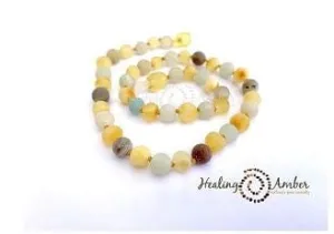 Healing Amber Baltic Amber and Gemstone Anklet/Bracelet - Raw Gold and Amazonite