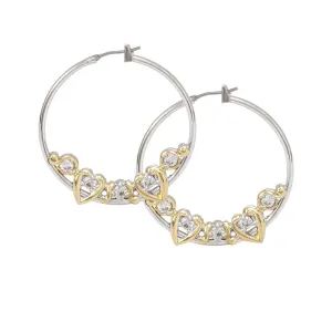 Heart Collection - Cubic Zirconia Large Hoop Earrings