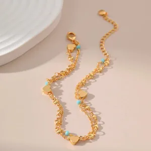 Heart Double Thin Chain Anklet