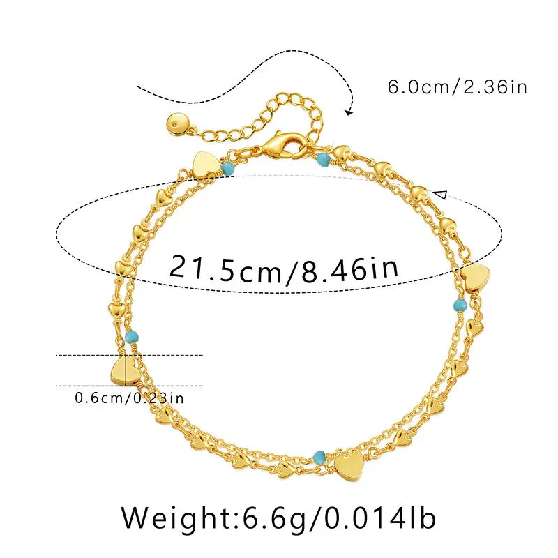 Heart Double Thin Chain Anklet