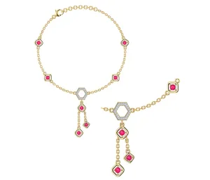Hexagon Drop Sterling Silver Anklet