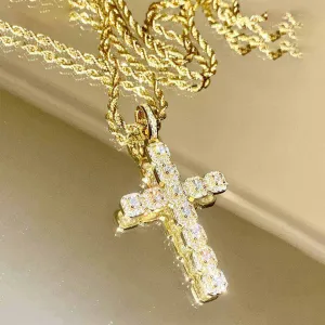 Hiphop Luxury Jewelry Custom Silver Shaped 18k Gold Men Pendant Iced Out Diamond Cross Pendant necklace