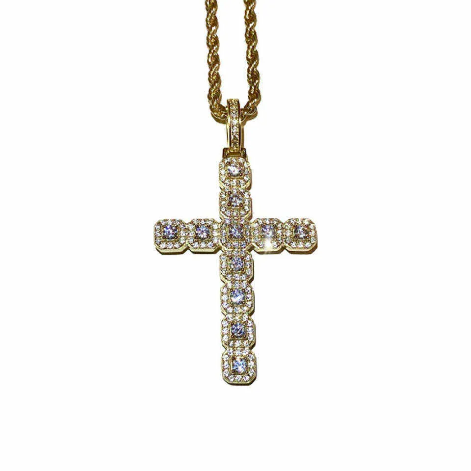 Hiphop Luxury Jewelry Custom Silver Shaped 18k Gold Men Pendant Iced Out Diamond Cross Pendant necklace