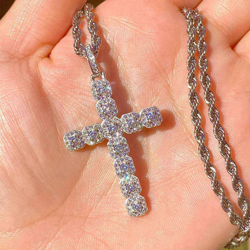 Hiphop Luxury Jewelry Custom Silver Shaped 18k Gold Men Pendant Iced Out Diamond Cross Pendant necklace