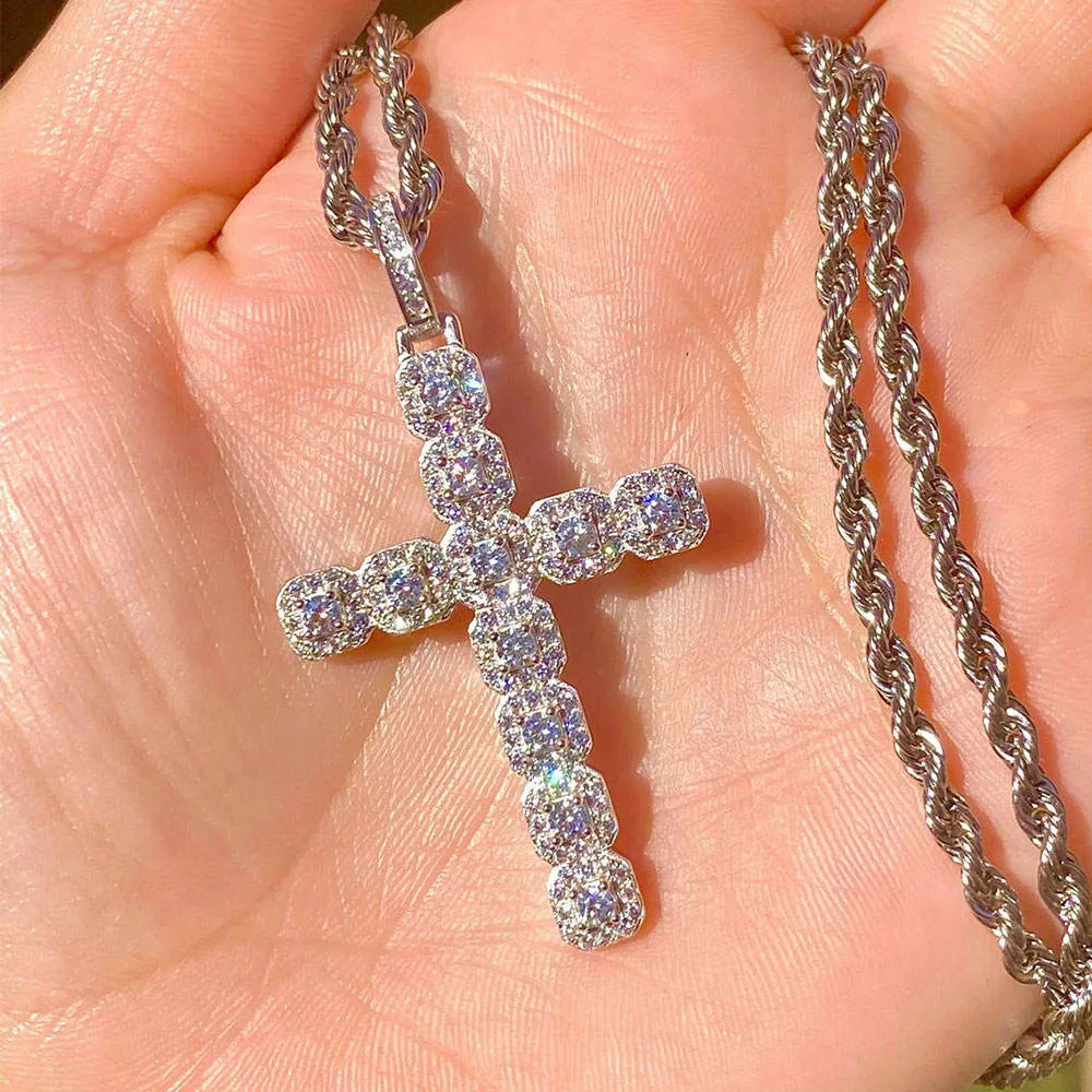 Hiphop Luxury Jewelry Custom Silver Shaped 18k Gold Men Pendant Iced Out Diamond Cross Pendant necklace