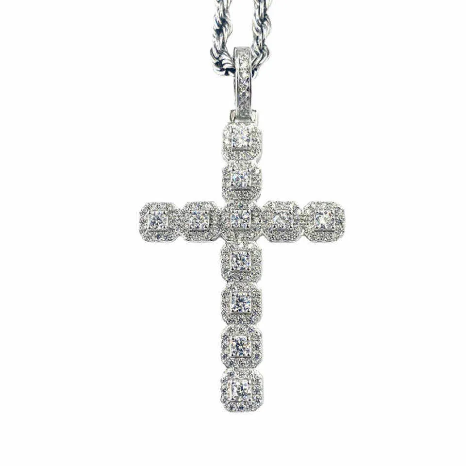 Hiphop Luxury Jewelry Custom Silver Shaped 18k Gold Men Pendant Iced Out Diamond Cross Pendant necklace