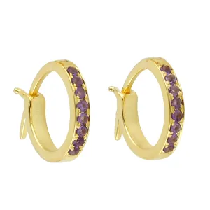 Huggie Earrings Amethyst 10k Yellow Gold Jewelry February Birthstone Jewelry