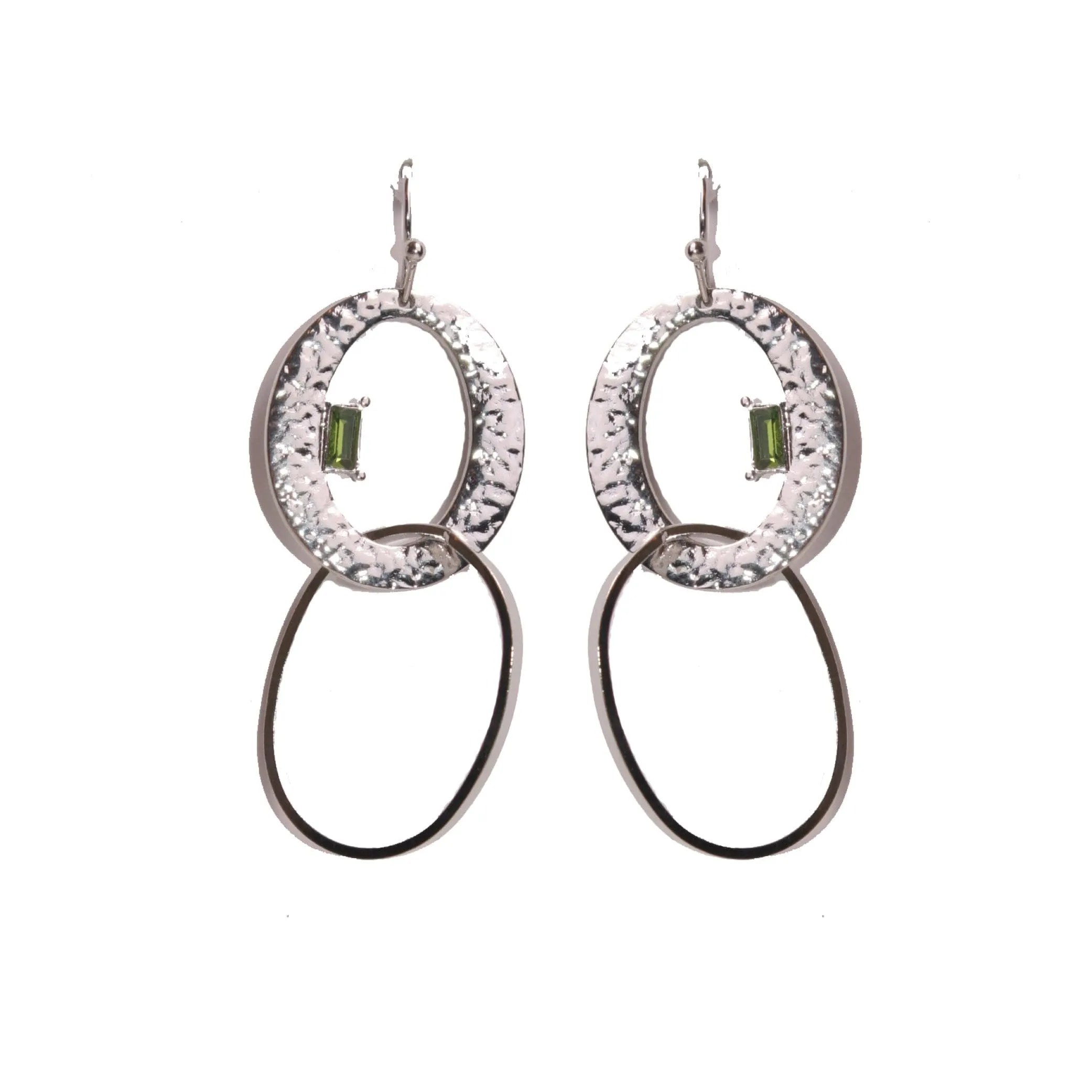 Iconography Silver Hammered Oval Drop Earrings