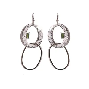 Iconography Silver Hammered Oval Drop Earrings