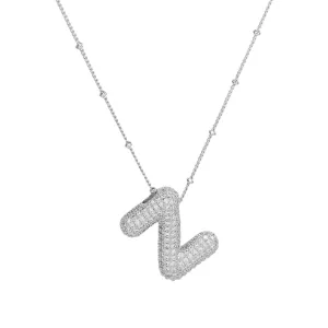 Initial CZ Balloon Bubble Sterling Silver Necklace: Z
