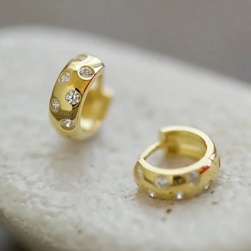 Inlaid Vintage Gold Hoop Earrings for Women Statement Jewelry