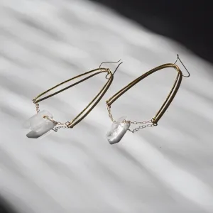 Inverted V Crystal Quartz Earrings - Choose Your Metal