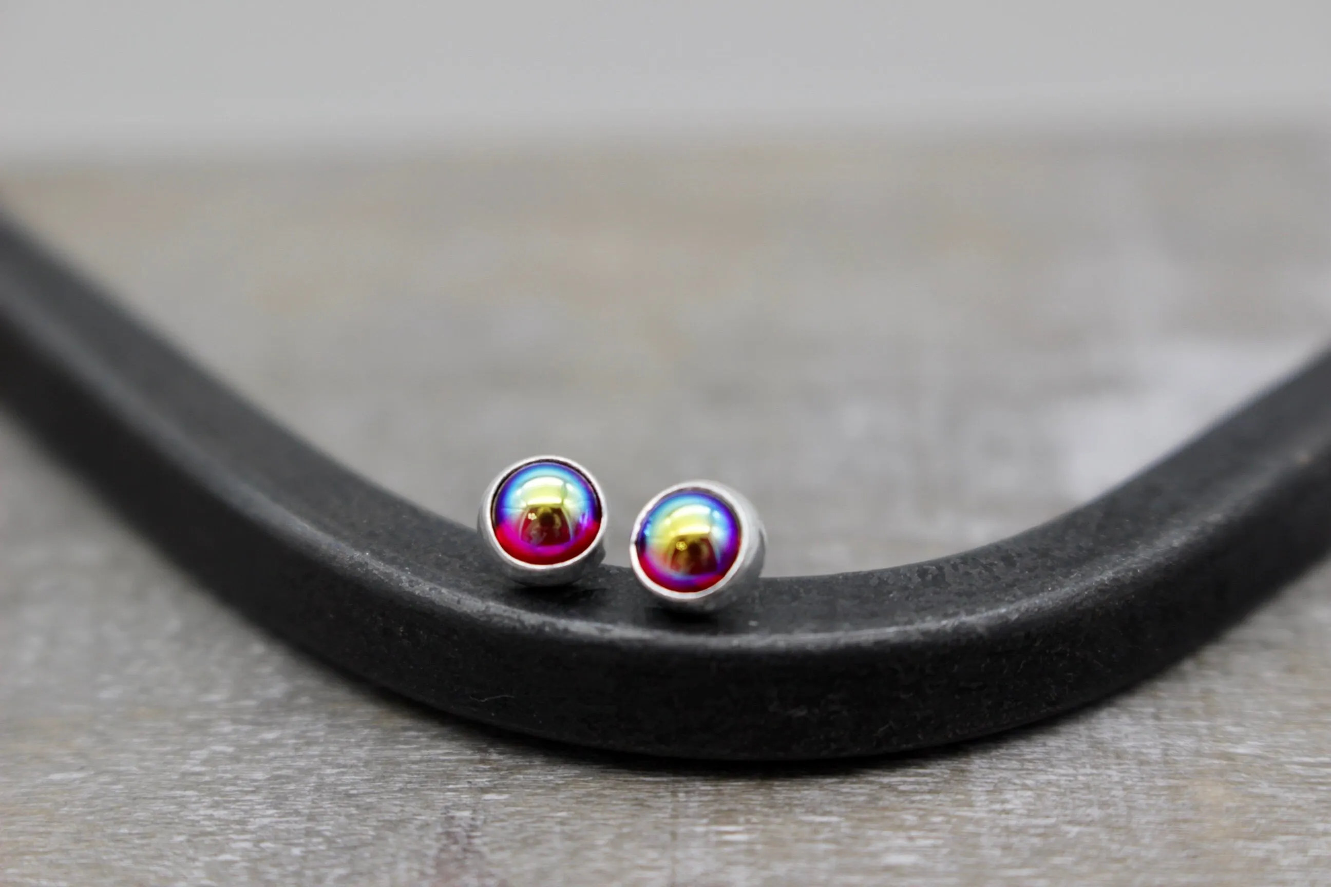 Iridescence  colored stud earrings