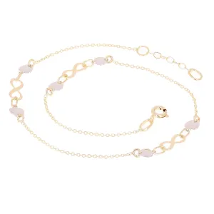 Italian 14k Two Tone Gold Infinity & Heart Link Anklet Bracelet 10" 2 grams