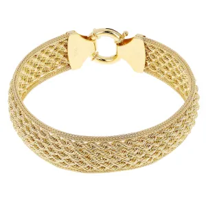 Italian 14k Yellow Gold Triple Strand Rope Chain Bracelet 7.5" 6mm - 15mm