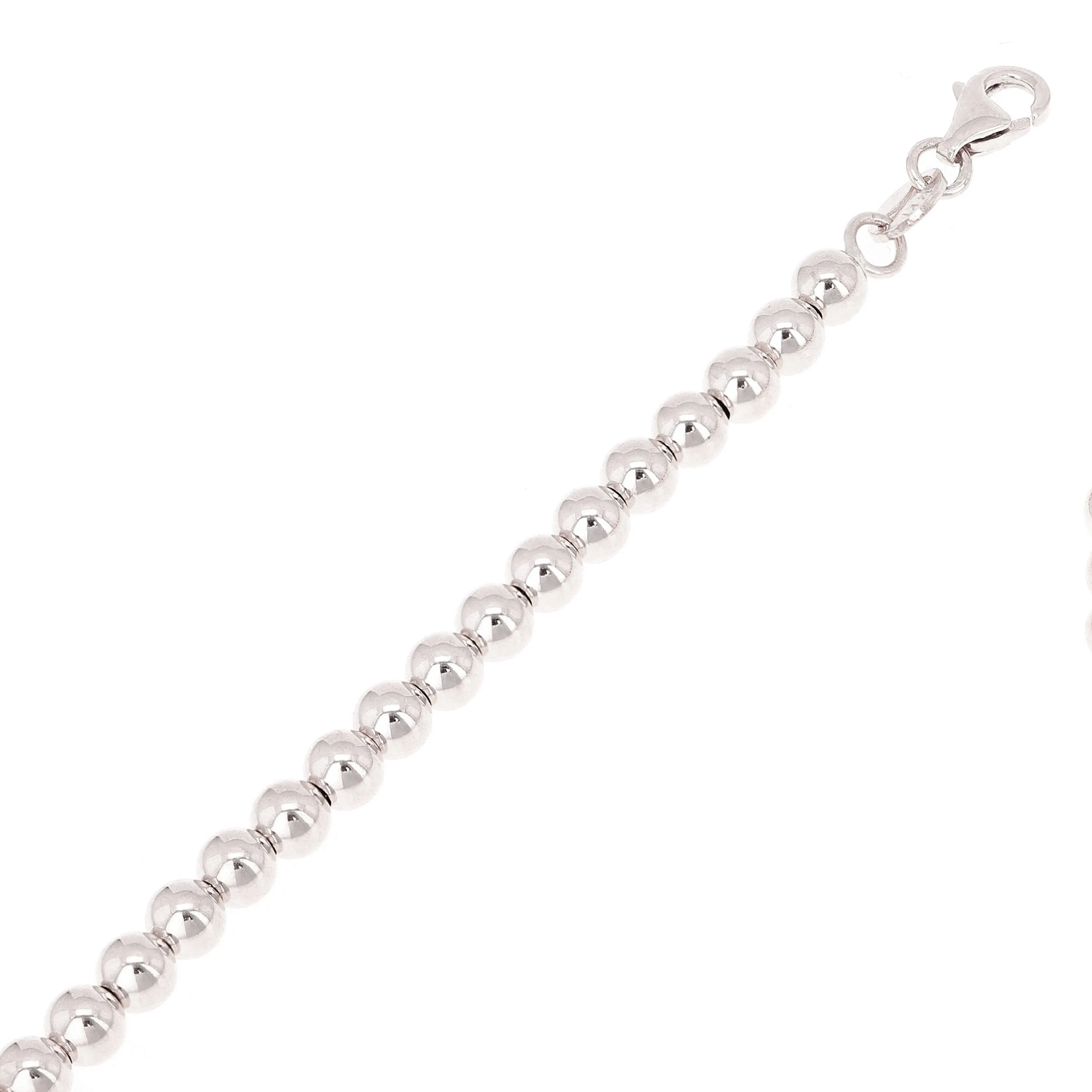 Italian 14k Yellow White or Rose Gold Hollow Ball Bead Bracelet 8" 4mm