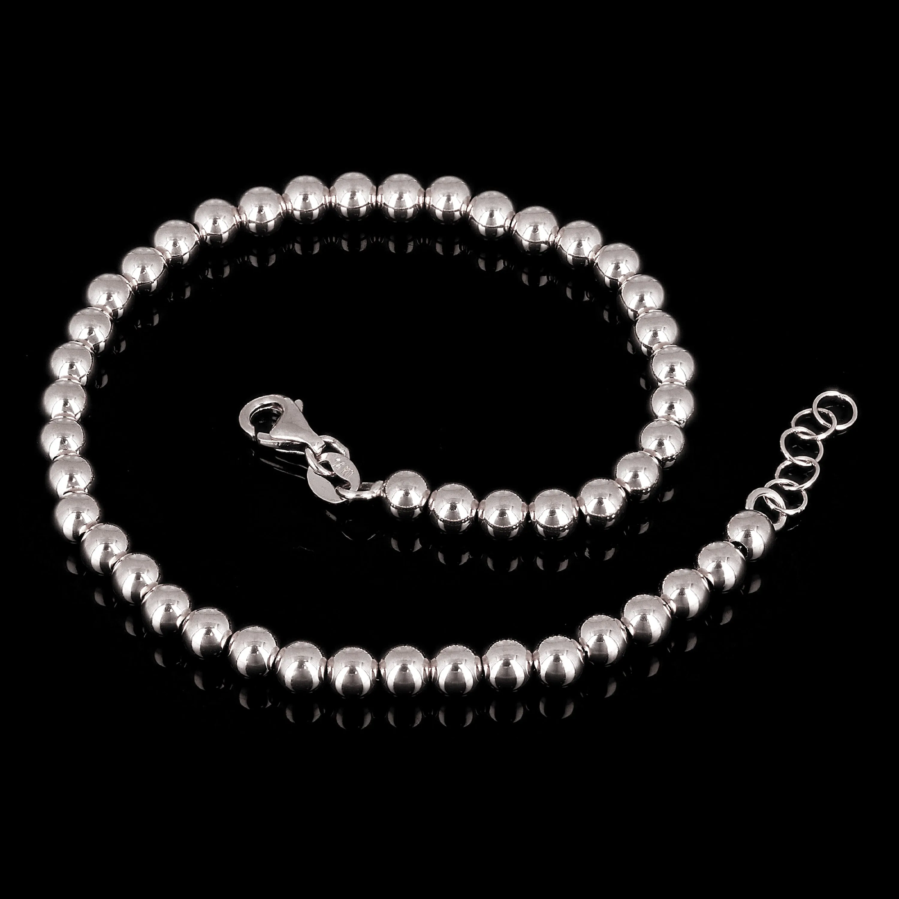Italian 14k Yellow White or Rose Gold Hollow Ball Bead Bracelet 8" 4mm