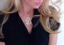 Jane Basch Designs Gold Monogram Necklace on CZ Station Chain