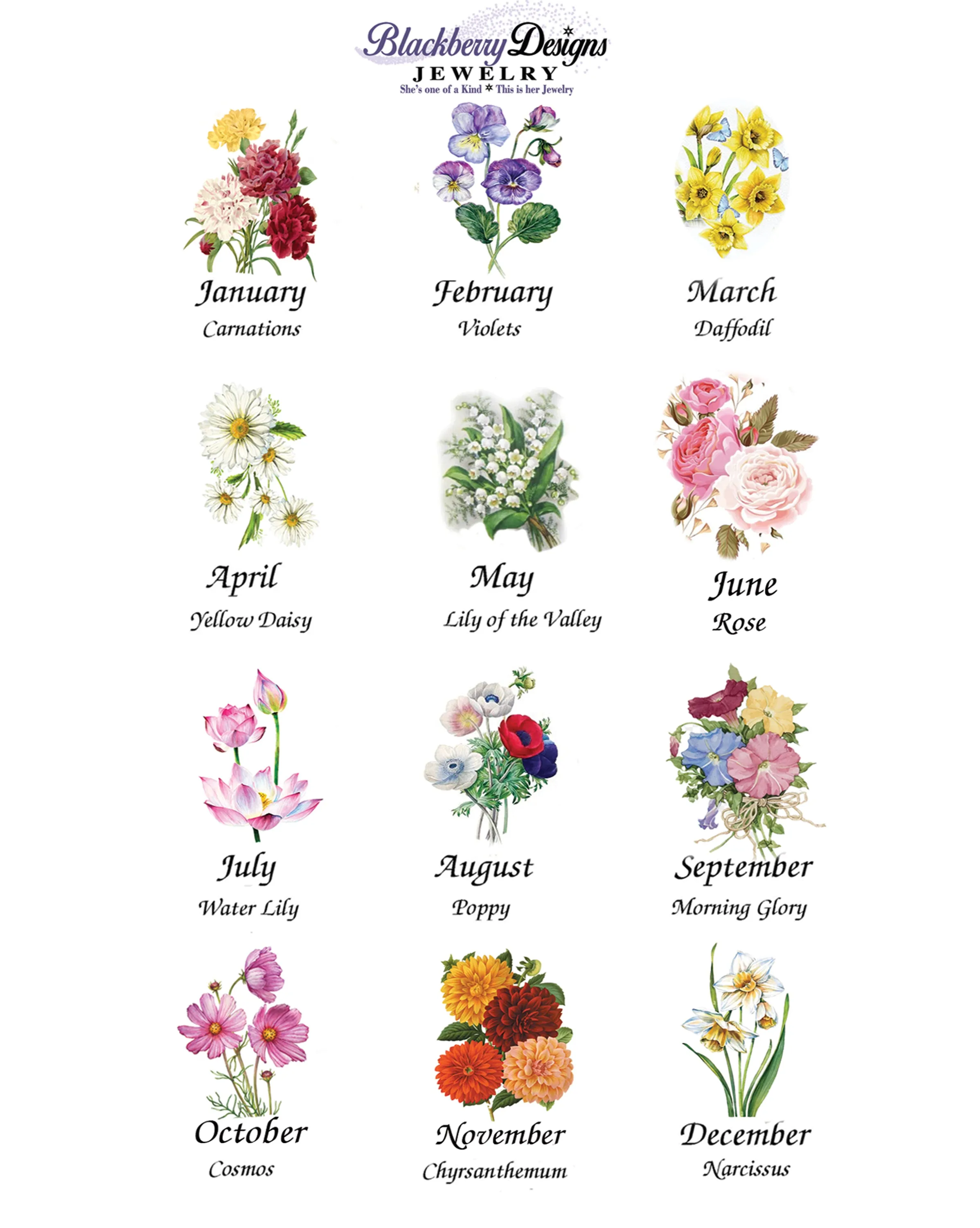 January Birthday Flower Necklace