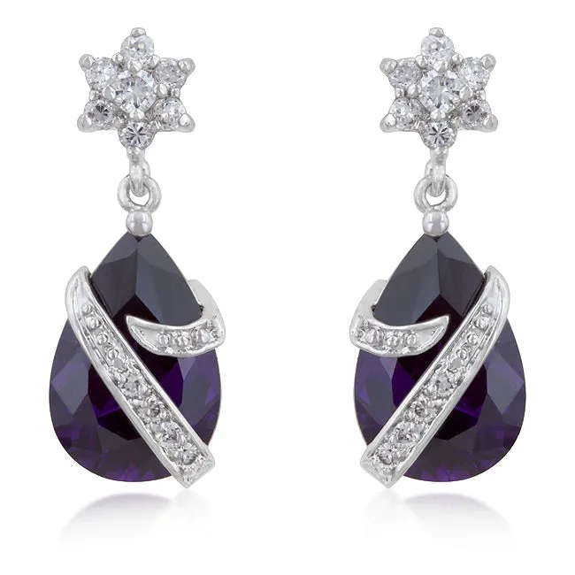 Jenn Ribbon Wrapped Amethyst CZ Drop Earrings | 6.5ct