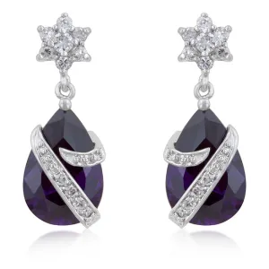 Jenn Ribbon Wrapped Amethyst CZ Drop Earrings | 6.5ct