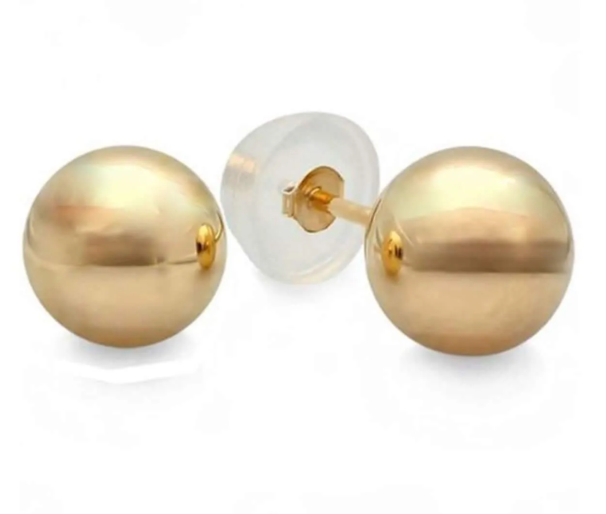 JewelMore 14-Karat Solid Gold Ball Stud Earrings 5MM