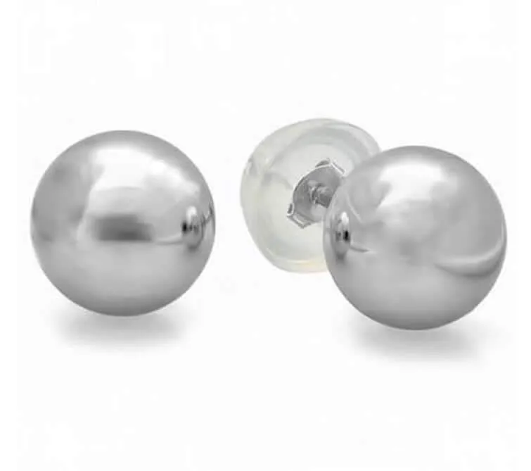 JewelMore 14-Karat Solid Gold Ball Stud Earrings 5MM