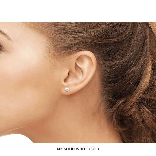 JewelMore 14-Karat Solid Gold Ball Stud Earrings 5MM