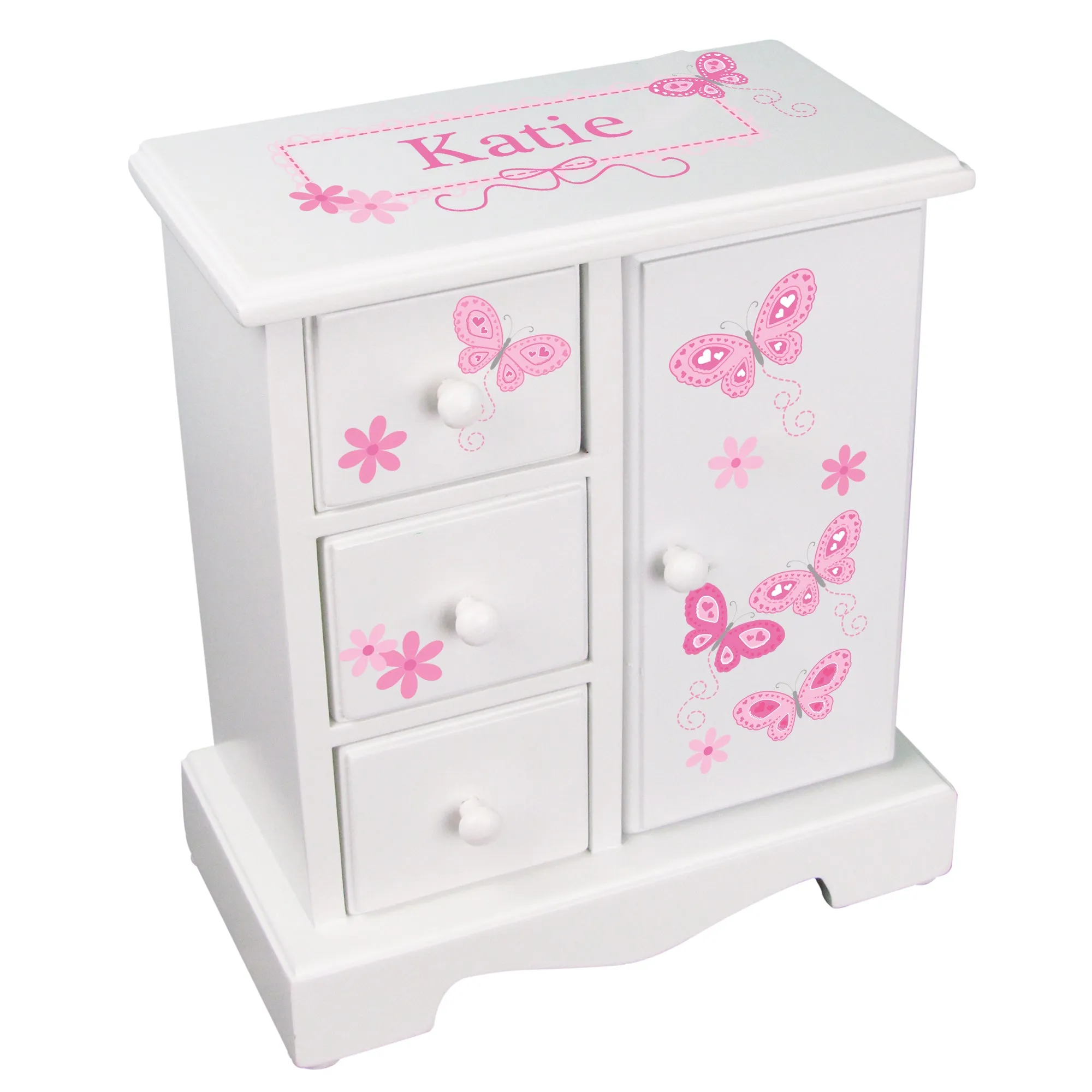 Jewelry Armoire - Pink Butterflies
