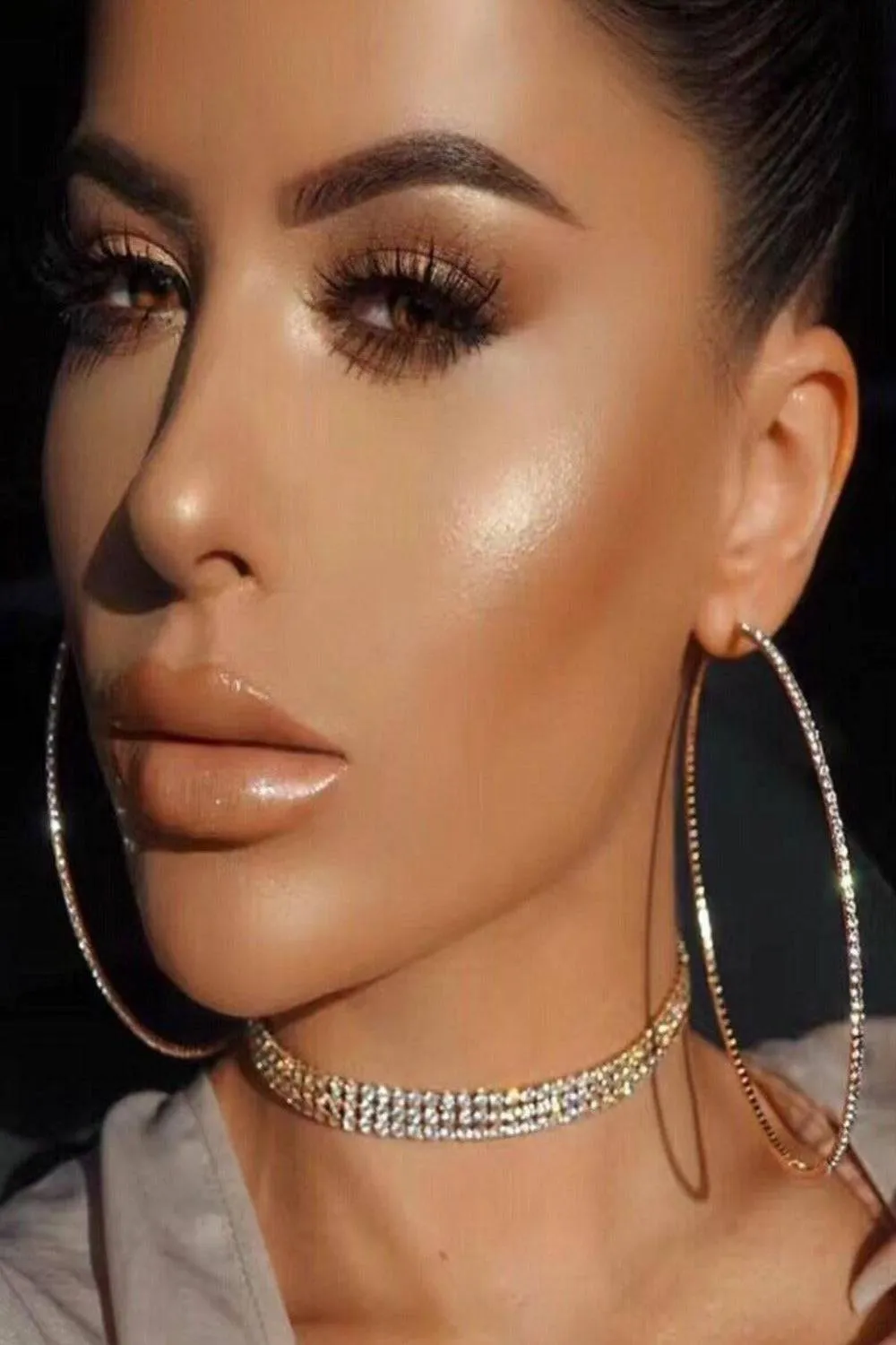 Keep Up With Me Rhinestone Big Hoop Earrings