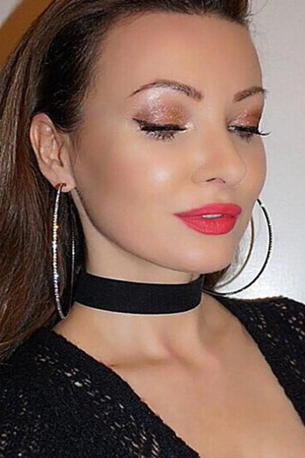 Keep Up With Me Rhinestone Big Hoop Earrings