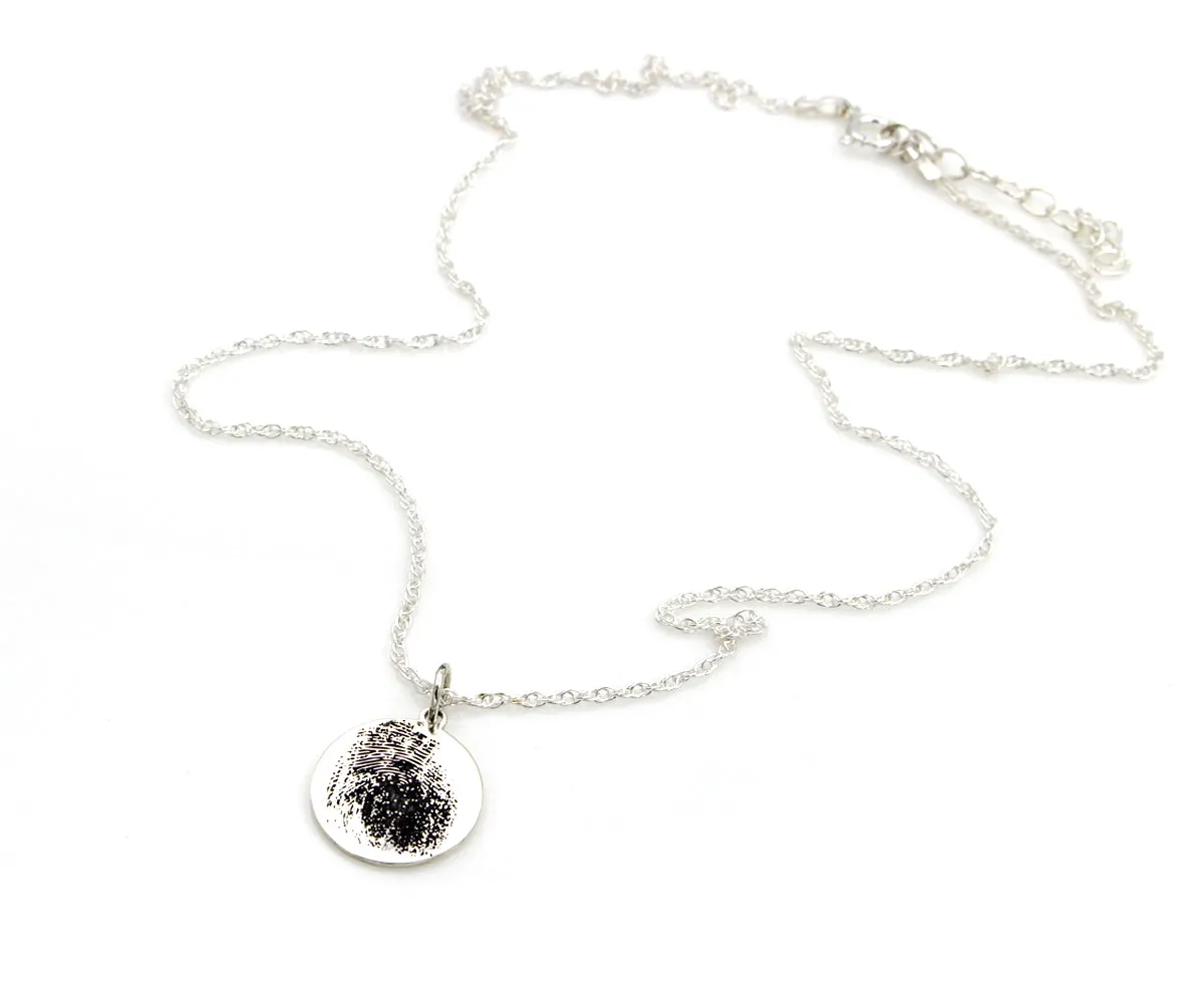 Keepsake Fingerprint Round Sterling Silver Necklace