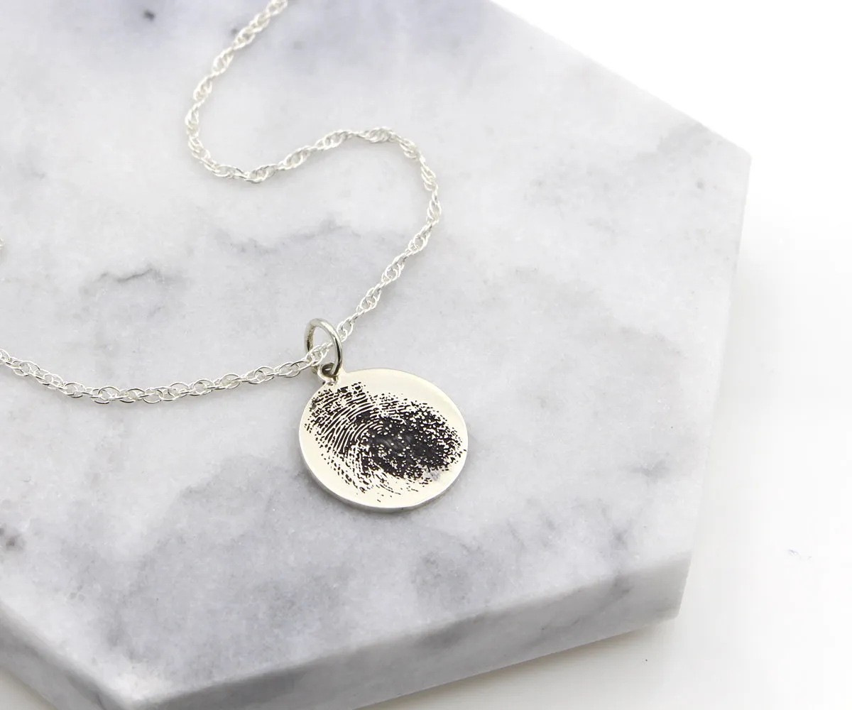 Keepsake Fingerprint Round Sterling Silver Necklace