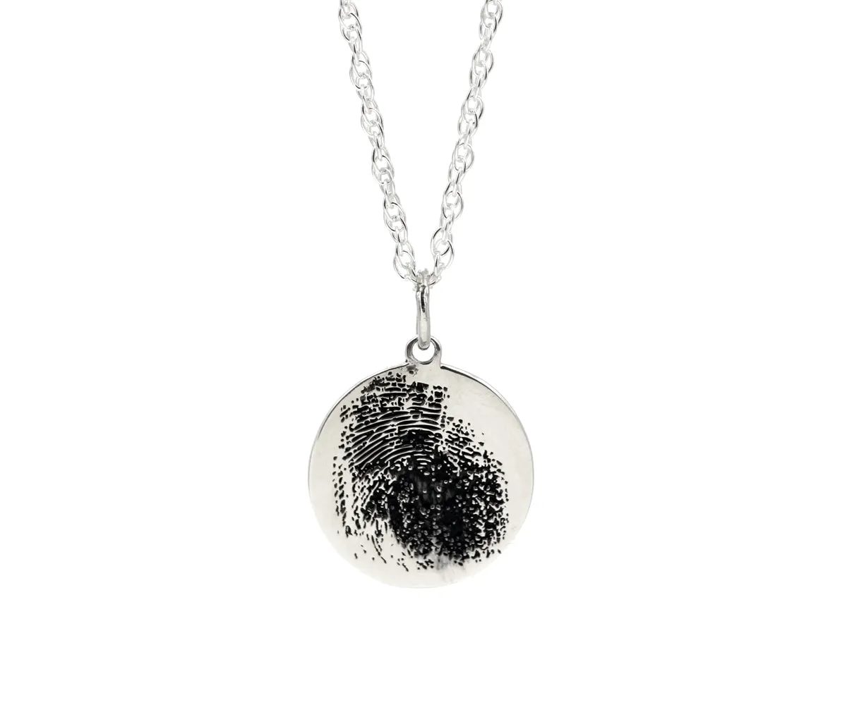 Keepsake Fingerprint Round Sterling Silver Necklace