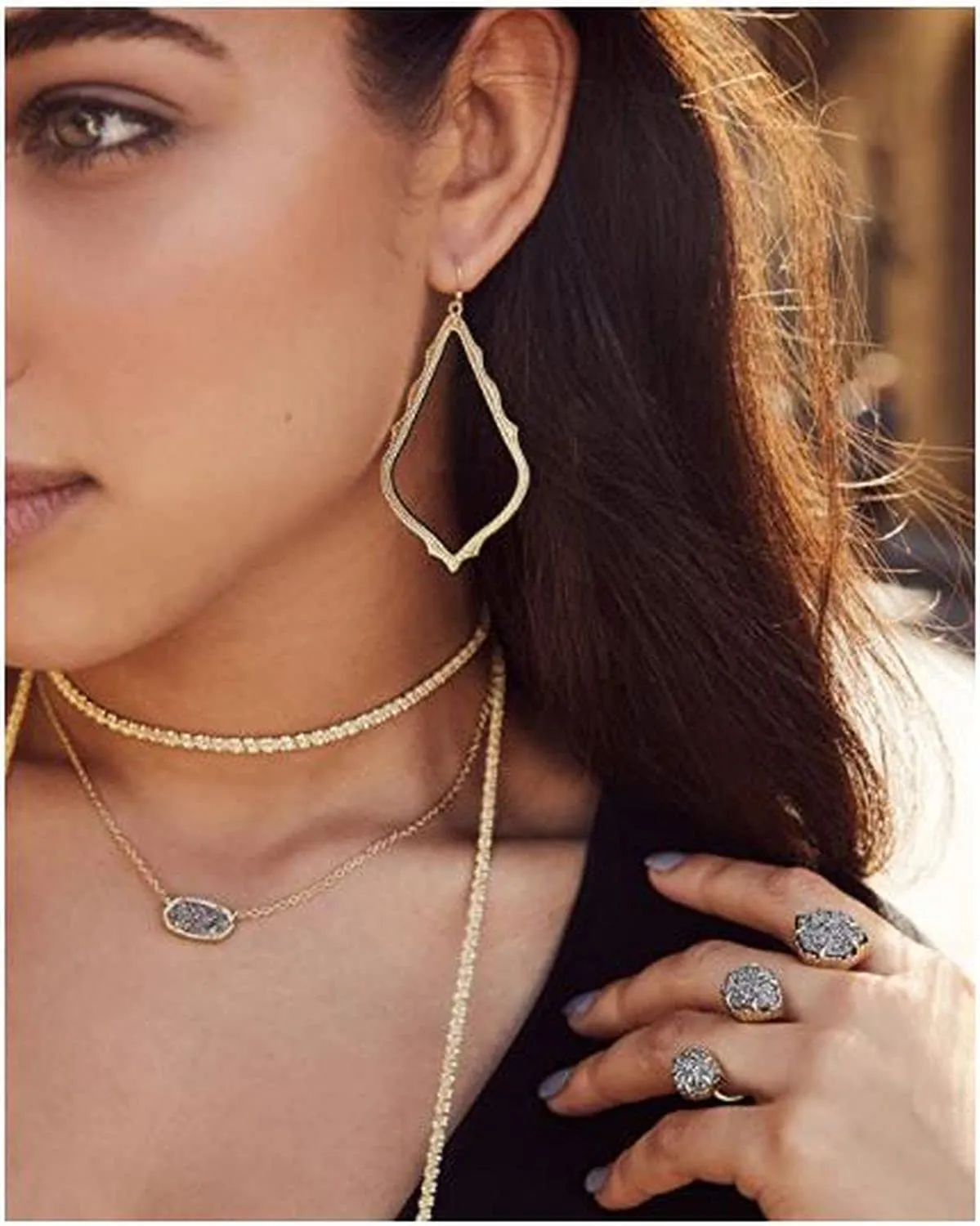 Kendra Scott Elisa Pendant Necklace for Women, Fashion Jewelry, Rhodium-Plated, Peridot Illusion