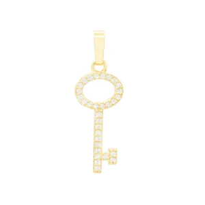 Key Pendant 14K Anklet Gold Filled Cubic Zirconia Charm Rope Chain Set 10" Women Jewelry