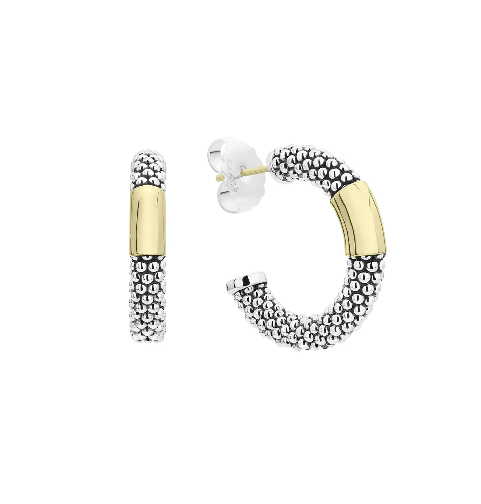 LAGOS High Bar Gold Station Caviar Hoop Earrings