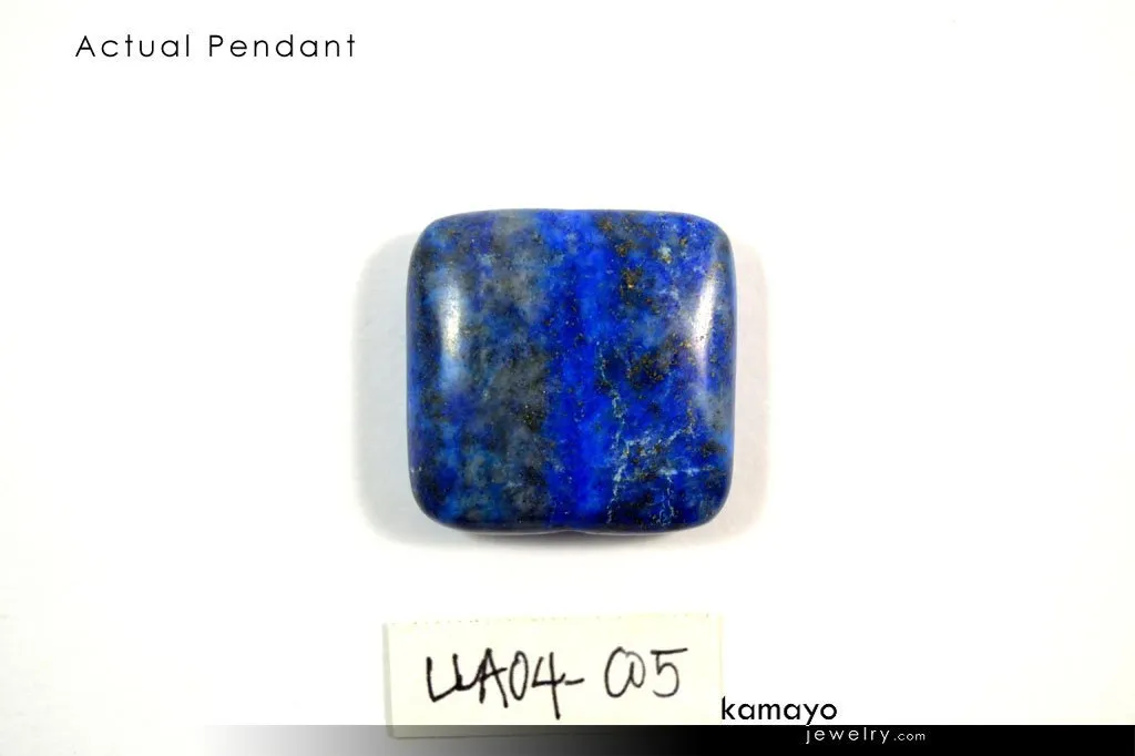 LAPIS LAZULI BRACELET - Blue Square Pendant and Large Rice Beads