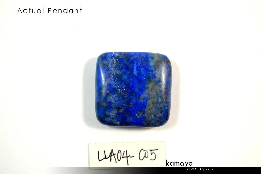 LAPIS LAZULI BRACELET - Blue Square Pendant and Large Rice Beads