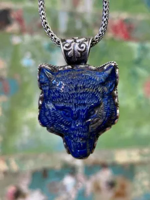 Lapis Wolf Pendant