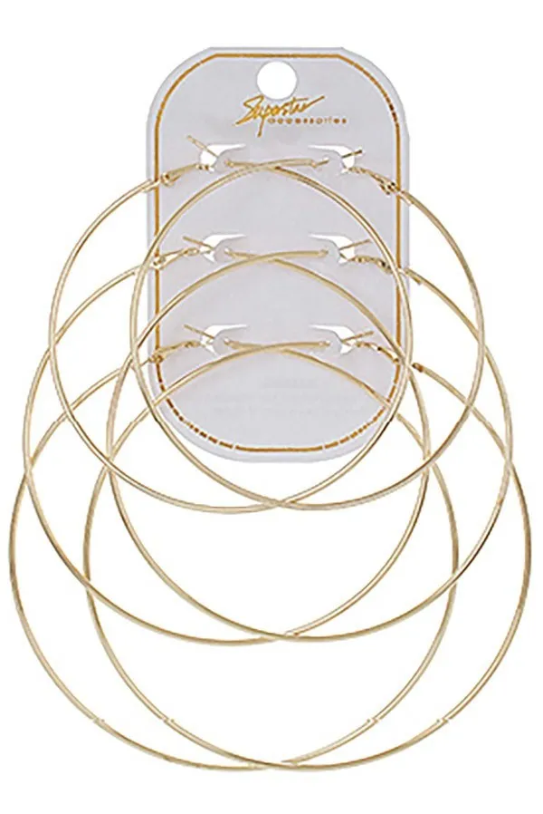 LARGE HOOP EARRINGS 3PAIR SET 1LOW PRICE