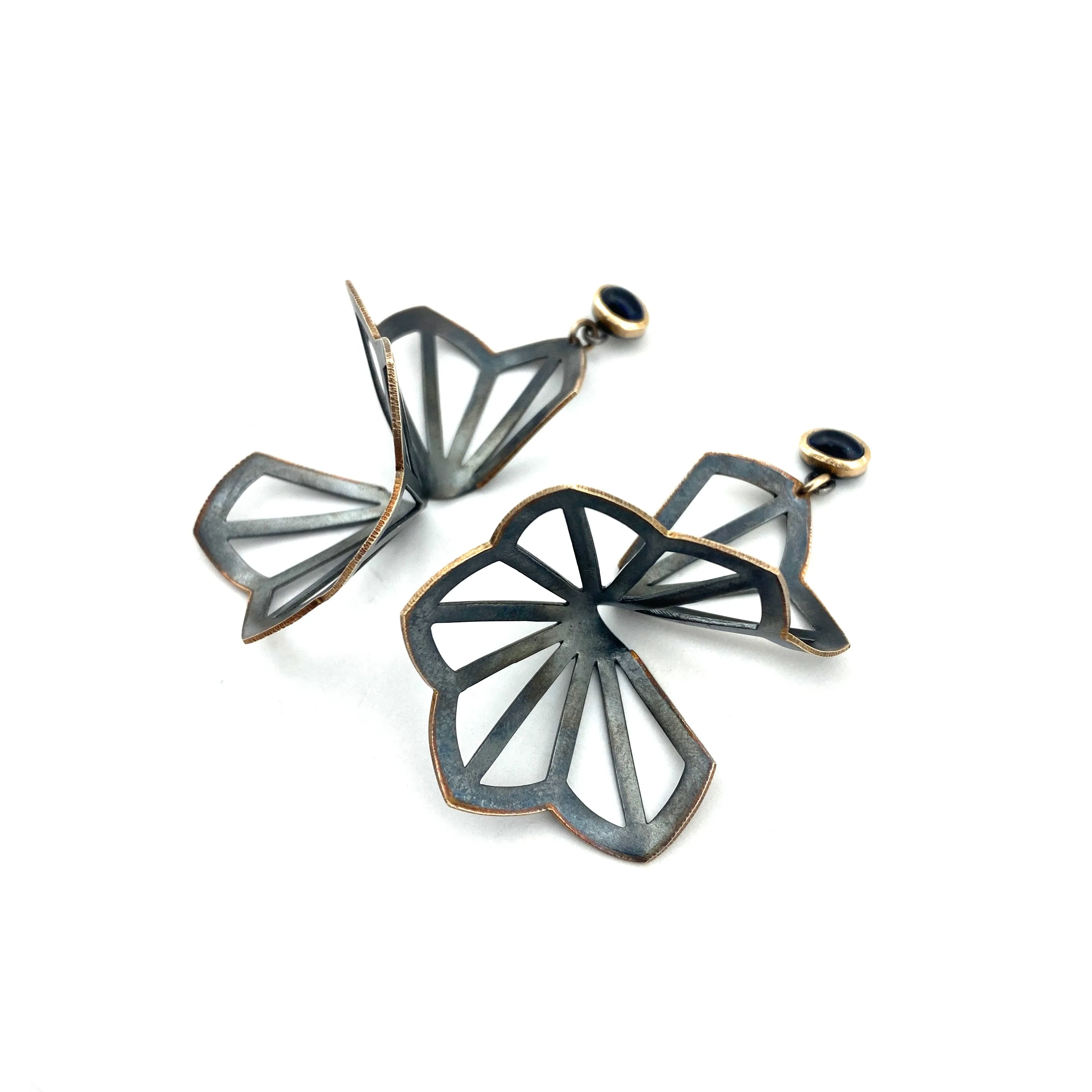 Large Hyacinth Fold Earrings with Iolite