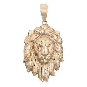 Large Lion Pendant 10k Yellow Gold Vintage Fine Animal Jewelry 2.5"