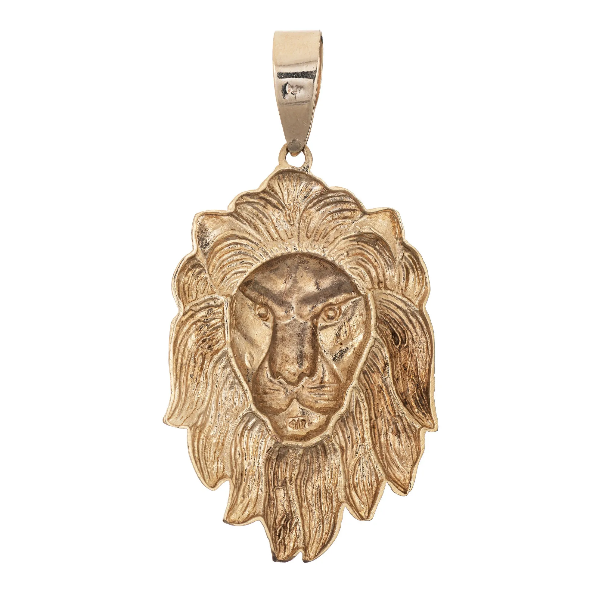 Large Lion Pendant 10k Yellow Gold Vintage Fine Animal Jewelry 2.5"