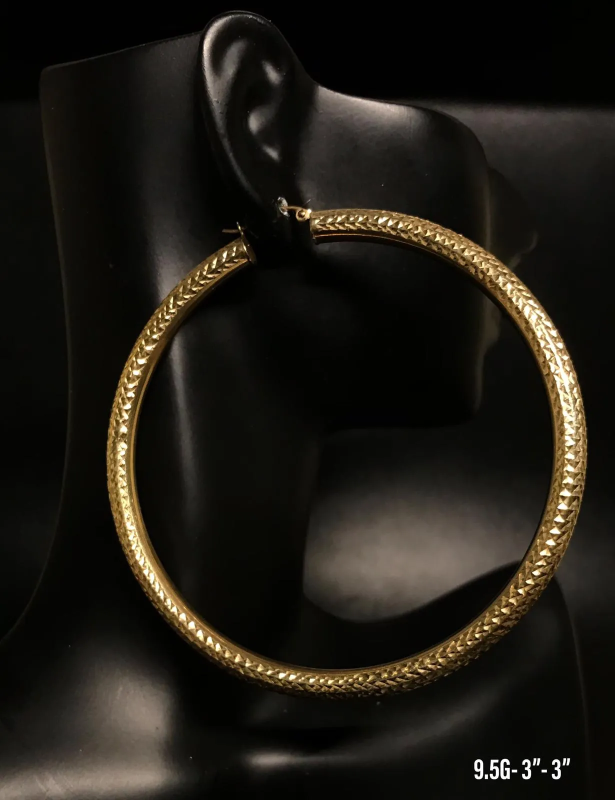 Large textured hoop earrings 10K solid gold