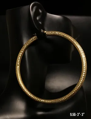 Large textured hoop earrings 10K solid gold