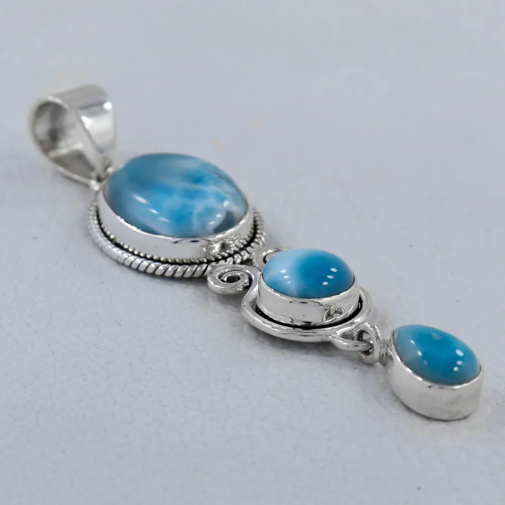 Larimar Gemstone Silver Pendant